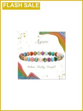 Agate Rondelle Bead Stretch Bracelet Healing Crystal 4*6mm